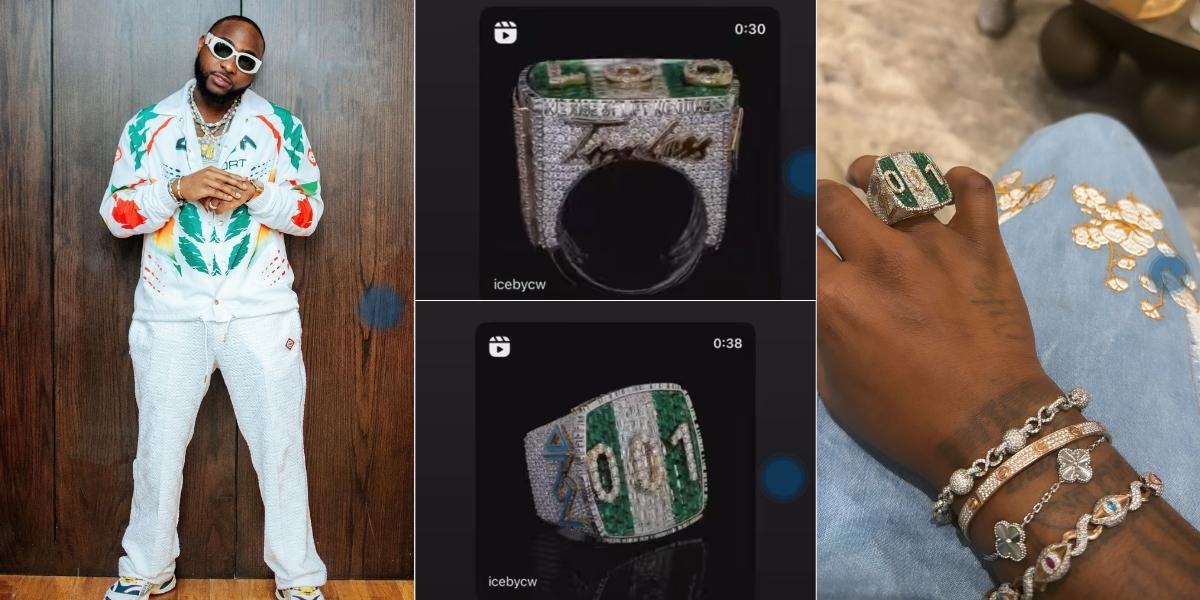 Davido shows off newly acquired multi-million diamond '001' ring (Photo ...